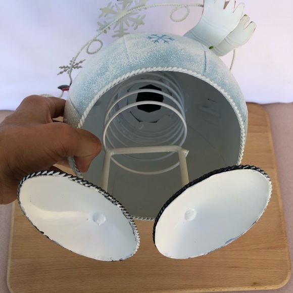 Vintage Metal Wiggle Snow Man Bouncing On A Spring Christmas Tabletop Decor 12” - Picture 8 of 12